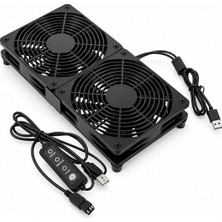 Alfais 6036 Çift USB Soğutucu Fan Laptop Modem Konsol Altı 240MM 5V 3 Kademe Hız Ayarlı On Off Kontr