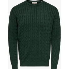 Only & Sons Onslouı Reg 12 Cabel Crew Knıt Noos Erkek Yeşil Kazak - OS22033762