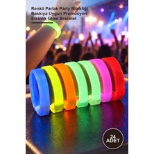 Yenilig 24 Adet Glow Bileklik Kalın Model – Renkli Parlak Party Bilekliği Baskıya Uygun Promosyon Etkinlik Glow Bracelet