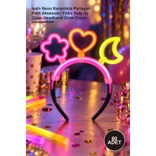 Yenilig 60 Adet Glow Stick Taç Seti – Işıklı Neon Karanlıkta Parlayan Parti Aksesuarı Yıldız Kalp Ay Çiçek Headband Glow Crown