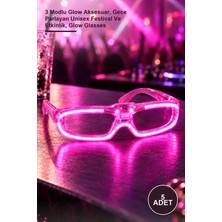 Yenilig 5 Adet Pembe LED Işıklı Parti Gözlüğü – 3 Modlu Glow Aksesuar, Gece Parlayan Unisex Festival ve Etkinlik, Glow Glasses