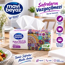 Mavi Beyaz Paket Mendil 550 Yaprak – Sofra Mendili - Çok Amaçlı Peçete