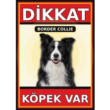 Ti Play Border Collie Dikkat Köpek Var Levhası 35X50 cm Uv Baskılı Pvc Uyarı Tabelası