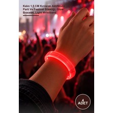 Yenilig 4 Adet Kırmızı Glow Bileklik – Kalın 1,5 cm Kırılarak Aktifleşen Parti ve Festival Bilekliği, Glow Bracelet, Light Wristband