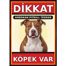 Ti Play Amerikan Pitbull Terrier Dikkat Köpek Var Levhası 35X50 cm Uv Baskılı Pvc Uyarı Tabelası