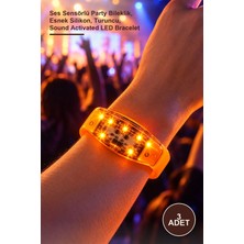 Yenilig 3 Adet Sese Duyarlı LED Işıklı Bileklik – Ses Sensörlü Party Bileklik, Esnek Silikon, Turuncu, Sound Activated LED Bracelet