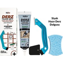 Siyah 250 gr Derz Tamir Seti – Hazır Derz Dolgusu, Derz Sökme Aleti, Testere, Spatula ve Sünger