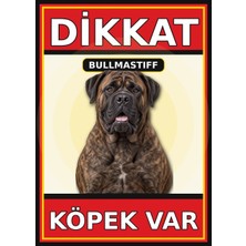 Ti Play Bullmastiff Dikkat Köpek Var Levhası 21X30 cm Uv Baskılı Pvc Uyarı Tabelası