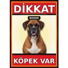 Ti Play Boxer Dikkat Köpek Var Levhası 35X50 cm Uv Baskılı Pvc Uyarı Tabelası