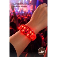 Yenilig 1 Adet Sese Duyarlı LED Işıklı Bileklik – Ses Sensörlü Parti Aksesuarı, Kırmızı Silikon, Ritme Göre Yanıp Sönen, Light-Up