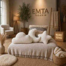 Emta Tasarım 3 Lü Set Bulut Ay Yıldız Yastık Dekorasyon Ekru