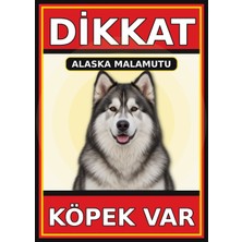 Ti Play Alaska Malamutu Dikkat Köpek Var Levhası 21X30 cm Uv Baskılı Pvc Uyarı Tabelası