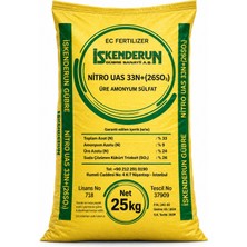 İskenderun Gübre Üre + Amonyum Sülfat %33 Azot %26 Suda Çözünür Kükürt Trioksit Gübresi 25 kg