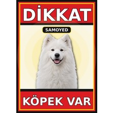 Ti Play Samoyed Dikkat Köpek Var Levhası 35X50 cm Uv Baskılı Pvc Uyarı Tabelası