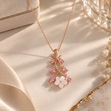 Alyans Model Rosé Bloom – Pembe Taşlı Çiçek Kolye