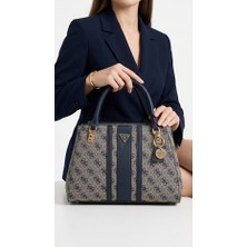 Guess Kadın El Çantası Desenli Fermuarlı Çapraz Askılı Omuz Çantası Günlük Şık Tasarım Noelle Iı Satchel