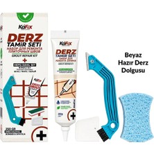 Beyaz 250 gr Derz Tamir Seti – Hazır Derz Dolgusu, Derz Sökme Aleti, Testere, Spatula ve Sünger