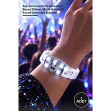 Yenilig 1 Adet Sese Duyarlı LED Işıklı Bileklik – Ses Sensörlü Parti Aksesuarı, Beyaz Silikon, Müzik Kontrollü Sound Activated Bracelet