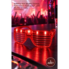Yenilig 3 Adet LED Işıklı Panjur Gözlük – Şeffaf Kırmızı Shutter Tasarım, Parti Konser Festival Için, LED Shutter Glasses