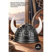 Yenilig 2 Adet Viking Başlığı – Boynuzlu Kostüm Şapkası, Plastik Aksesuar, Cosplay ve Halloween Için, Horned Helmet, Gümüş