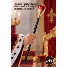 Yenilig 5 Adet Kral Asası – Topuzlu Tasarım Kırmızı Plastik 40 cm Kraliyet Sopası King Scepter
