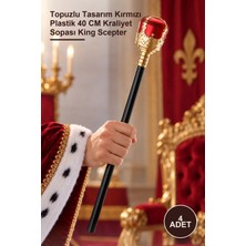 Yenilig 4 Adet Kral Asası – Topuzlu Tasarım Kırmızı Plastik 40 cm Kraliyet Sopası King Scepter