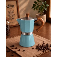 Brew Cups Moka Pot 6 Cup Espresso Kahve Demleme Ekipmanı Ocak Üstü Turkuaz
