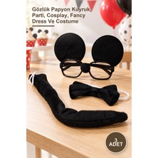 Yenilig 3 Adet Mickey Mouse Kostüm Aksesuar Seti – Gözlük Papyon Kuyruk, Parti, Cosplay, Fancy Dress ve Costume