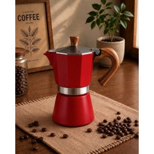 Brew Cups Moka Pot 6 Cup Espresso Kahve Demleme Ekipmanı Ocak Üstü Kırmızı