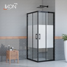 ikon Enzo Kare | Mat Siyah Buzlu 03 Duş Kabini H:190