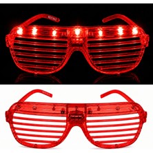 Trendexa LED Işıklı Panjur Parti Gözlüğü Kırmızı Renk Shutter Gözlük