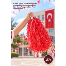 Yenilig 48 Adet Ponpon – Kırmızı Plastik Gösteri Ponponları, Okul ve Milli Bayram Gösterileri Için, Dans, Pompom, Pom-Pom