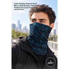 Yenilig 1 Adet Bandana Ağız Maskesi – Çoklu Kafatası Desenli Siyah Mavi, Likralı Kumaş, Yıkanabilir, Yetişkin ve Çocuk Face Mask