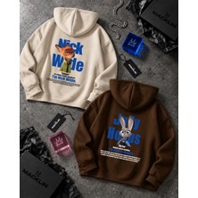 Macklin Sevgili - Arkadaş Çift Kombini Zootopia Crazy Sırt Baskılı Özel Tasarım Kapüşonlu Sweatshirt 2li Takım