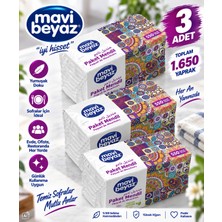 Mavi Beyaz Paket Mendil 3’lü Set – 3 × 550 Yaprak - Sofra Mendili