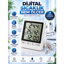 Dijital Termometre Saat – Iç Dış Sıcaklık Problu Masaüstü Derece