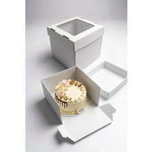 Creapack Pencereli Pasta Kutusu, 2 Adet, 30X30X20 Cm, Kalın, Beyaz, Yaş Pasta Kutusu