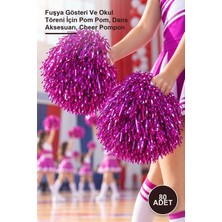 Yenilig 80 Adet Ponpon – Fuşya Gösteri ve Okul Töreni Için Pom Pom, Dans Aksesuarı, Cheer Pompon