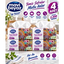 Mavi Beyaz Paket Mendil 4’lü Set – 4 × 550 Yaprak