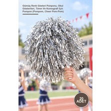 Yenilig 20 Adet Ponpon – Gümüş Renk Gösteri Ponponu, Okul Gösterileri, Tören ve Koreografi Için Pompon (Pompom, Cheer Pom-Pom)