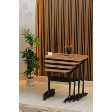 Branna Home Luxury Lale Zigon Sehpa Çam - Tekerlekli 4 Parça