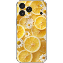 TechTree iPhone 18 Pro Uyumlu Limon Dilimleri ve Papatya Desenli Baskılı Silikon Kılıf