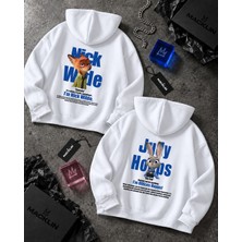 Macklin Sevgili - Arkadaş Çift Kombini Zootopia Nick And Judy Sırt Baskılı Özel Tasarım Kapüşonlu Sweatshirt 2li Takım