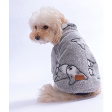 Pawstar Snow Pups Kedi Köpek Ceketi Köpek Desenli Kalın Yumuşak Fermuarlı Kedi Köpek Kıyafeti Kedi Köpek Elbisesi