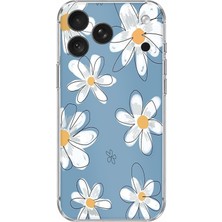 TechTree iPhone 18 Pro Uyumlu Mavi Papatya Bahçesi Baskılı Silikon Kılıf