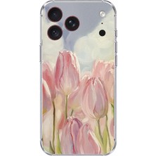 TechTree iPhone 18 Pro Max Uyumlu Pembe Laleler Baskılı Silikon Kılıf