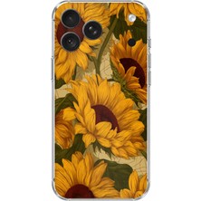 TechTree iPhone 18 Pro Uyumlu Altın Sarısı Ayçiçeği Bahçesi Baskılı Silikon Kılıf