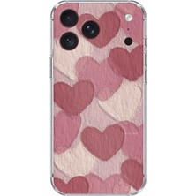TechTree iPhone 18 Pro Max Uyumlu Pastel Gül Kurusu ve Pembe Kalpli Baskılı Silikon Kılıf
