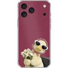 TechTree iPhone 18 Pro Max Uyumlu Çiçekli Ördek Baskılı Silikon Kılıf