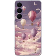 TechTree Galaxy 26 Fe Uyumlu Mor Gökyüzü ve Uçan Balon Baskılı Silikon Kılıf